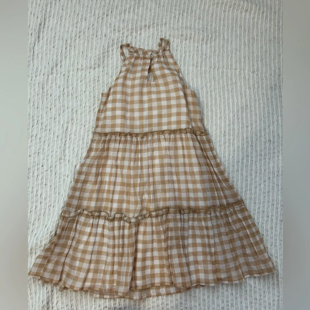 GB girls plaid brown and white dress - Picture 2 of 4